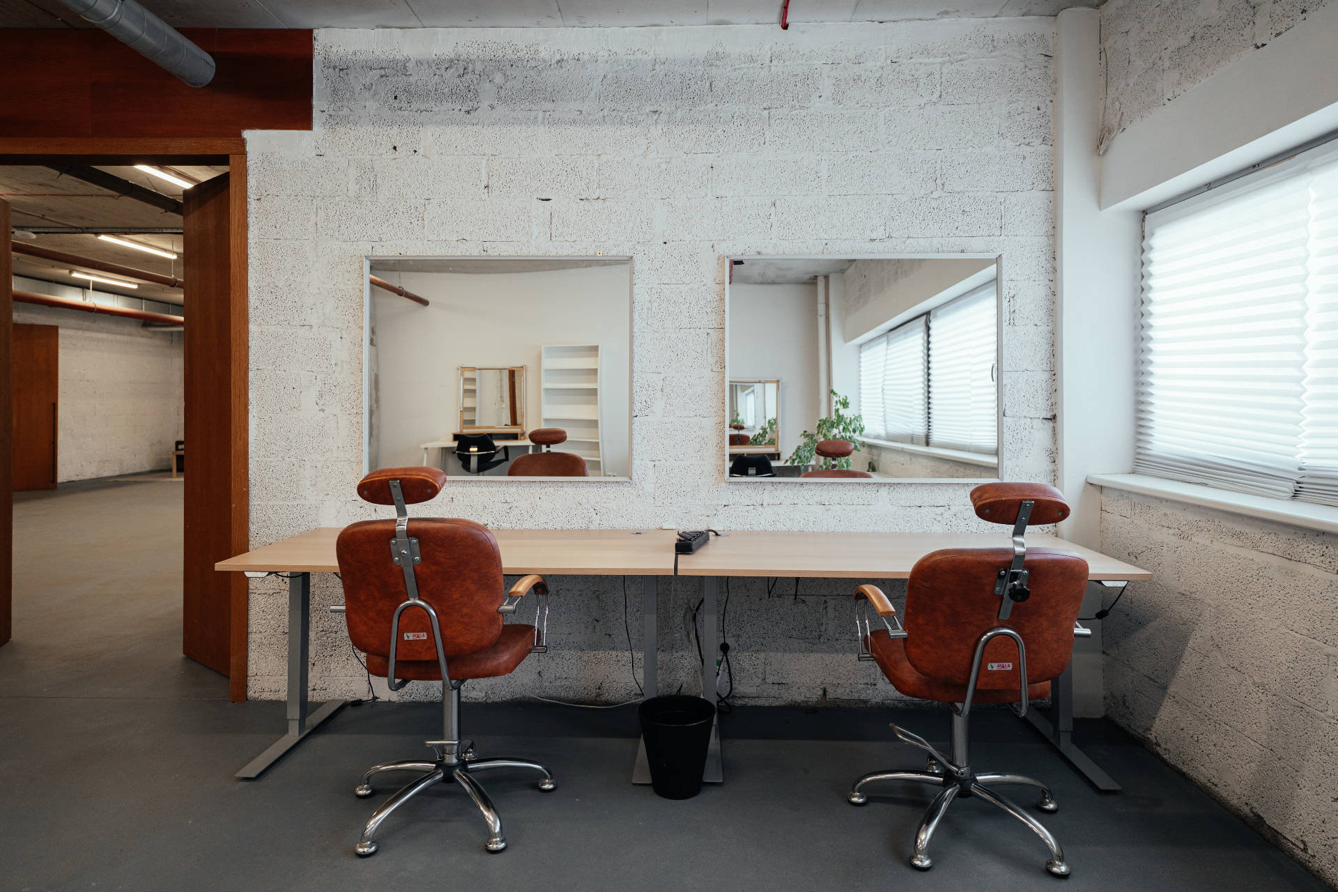 First floor make-up station with chairs and mirrors